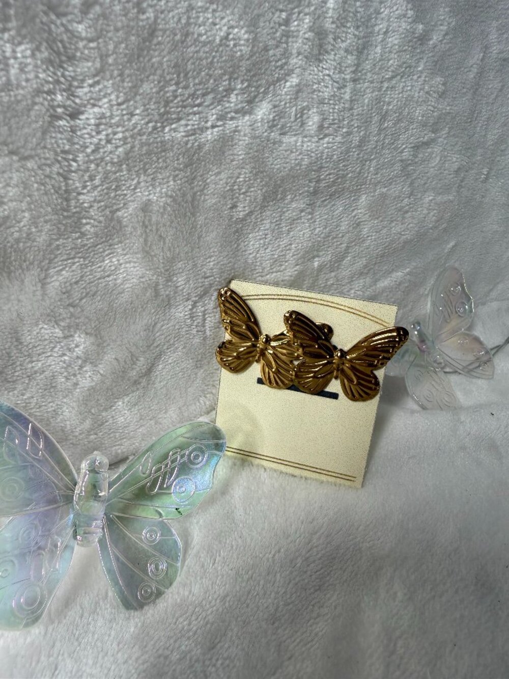 Gold Butterfly Stud Earrings – Shiny Metallic Finish